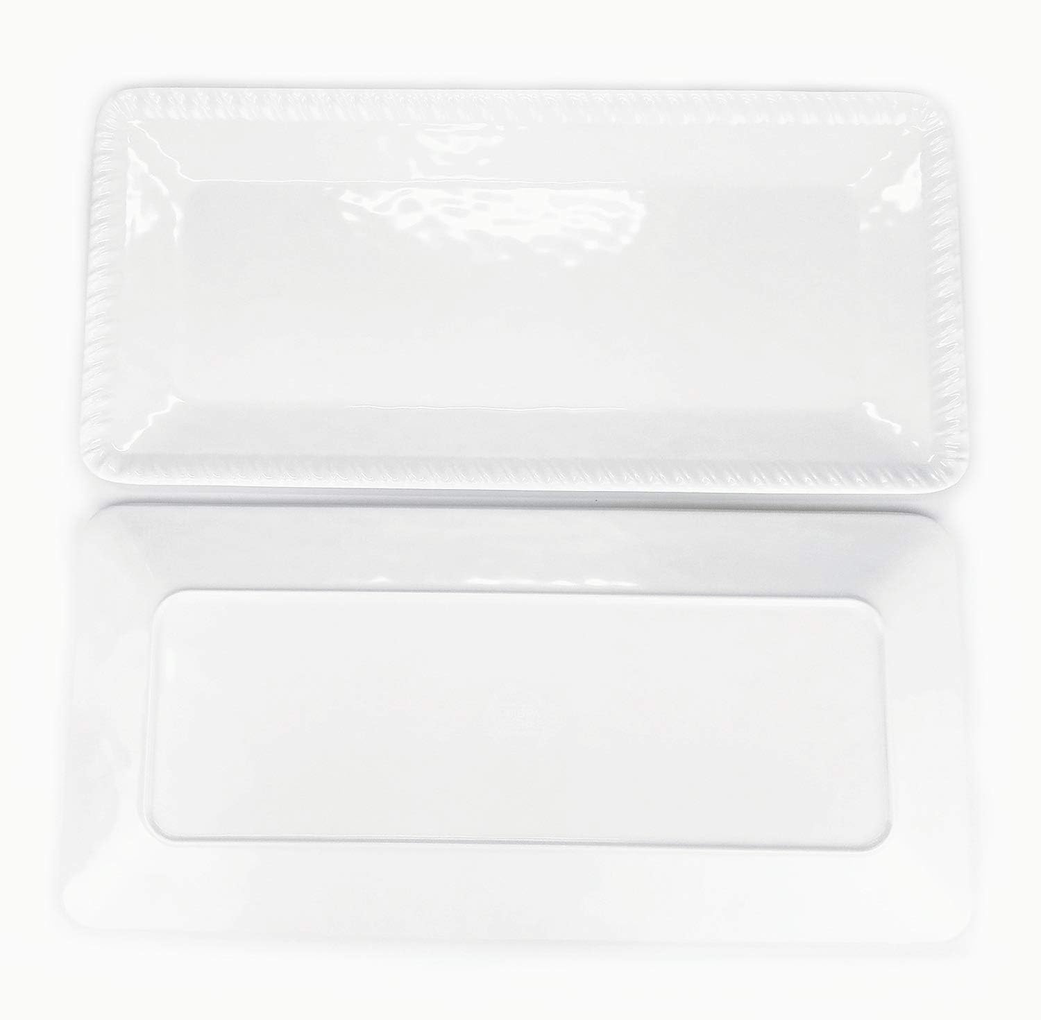 KX-WARE 17-Inch Melamine Serving Tray/Platters Set of 2, White & Rectangular | 100% Melamine,Dishwasher Safe,BPA Free - Image 4
