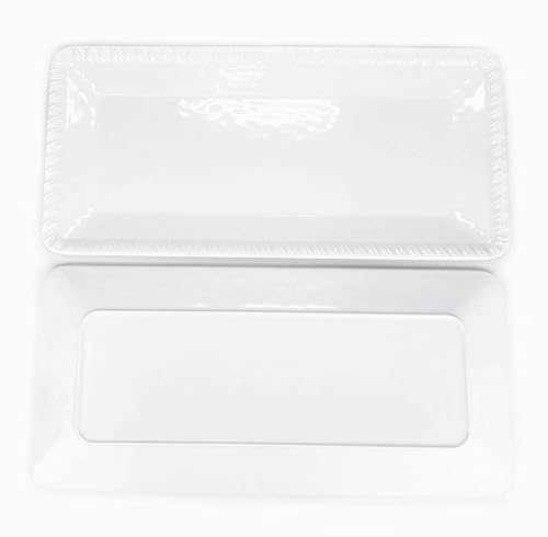 Miniatura 3 de Juego de 4 bandejas de melamina de 17 pulgadas, color blanco y rectangular, 100% melamina, aptas para lavavajillas, sin BPA