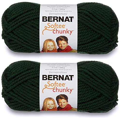 2-Pack - Bernat Softee Chunky Yarn, Dark Green, Single Ball #TOP7