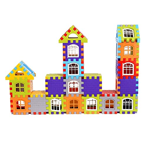 Image of Gambit Bulid Structures Interlocking Play Mat Building House Blocks Set (200 Pieces) Smart Activity Fun and Learning Train Blocks for Kids - Multi-Color