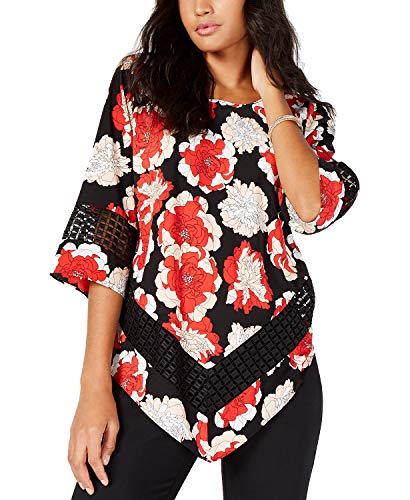Alfani Womens Crochet Trim Pullover Blouse, Red, Small #TOP4