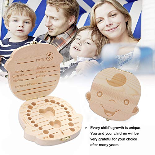 Baby Tand Save Box, Kids Tooth Keepsake Box, Houten Keepsake Organizer voor Baby Tanden, Leuke Kinderen Tandencontainer met Pincet en Lanugo Fles om het Childhood Memory door DesignerBox (Boy) te bewaren - Image 7