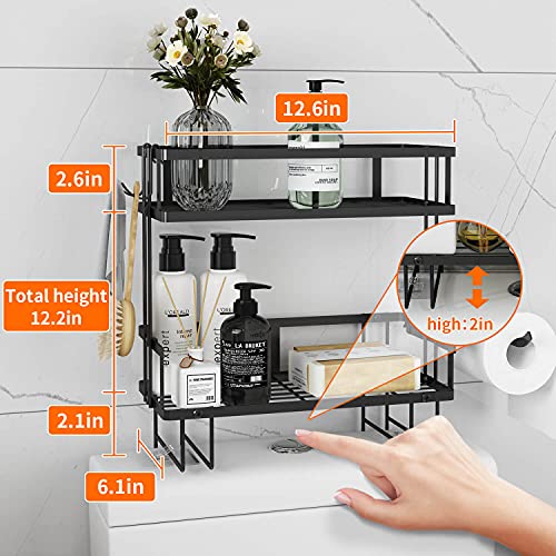 Godboat 2-Tier Over Toilet Storage Shelf, Wall-Mount with 2 Hook/Paper Rack by Godboat - Used condition - Image 3