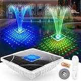 ChlorStar Upgraded Solar Fountain with Light Show,Large Solar Pool Fountain with Anchor,Square Floating Pool...