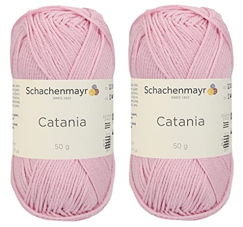 Image of [ Set of 2 Skeins ] SMC Catania Originals 100% Mercerized Cotton Yarn, Total 3.52 Oz. Each 1.76 Oz (50g) / 136 Yrds (125 m) Amigurumi Yarn Fine-Sport 2 (246 Pink)