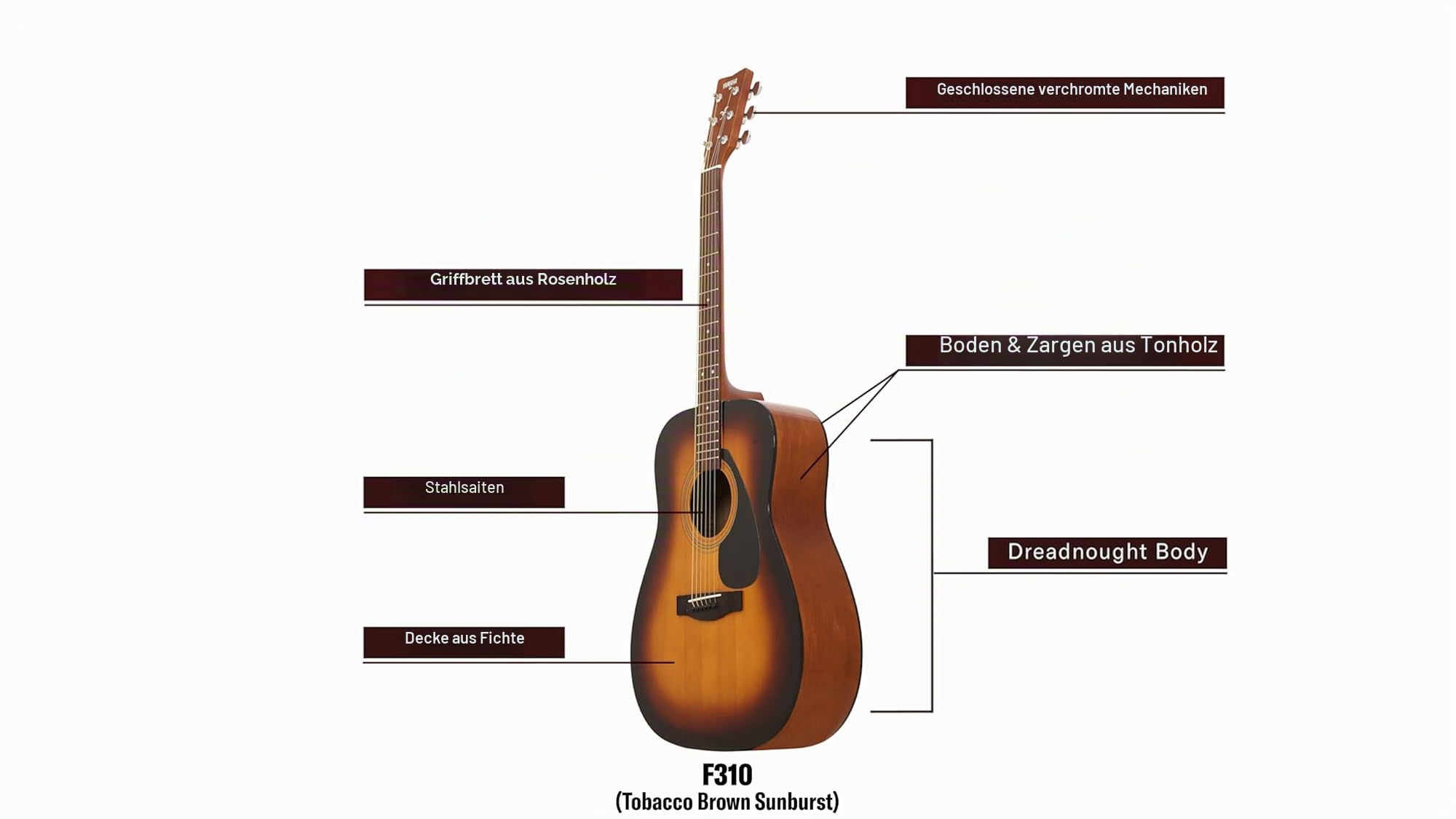 Yamaha F310-TBS Akustikgitarre für Rechtshänder (Tobacco Sunburst, 6 Saiten)