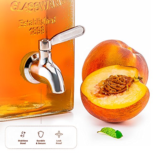 image for Kook Glass Drink Dispenser, with Leak-Proof Stainless Steel Spigot, Cl