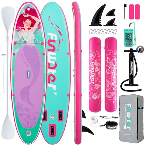 FunWater SUP Inflatable Stand Up Paddle Board 10\'6Ã—33\"Ã—6\" Ultra-Light Inflatable Paddleboard with ISUP Accessories,Fins,Adjustable Paddle, Pump,Backpack
