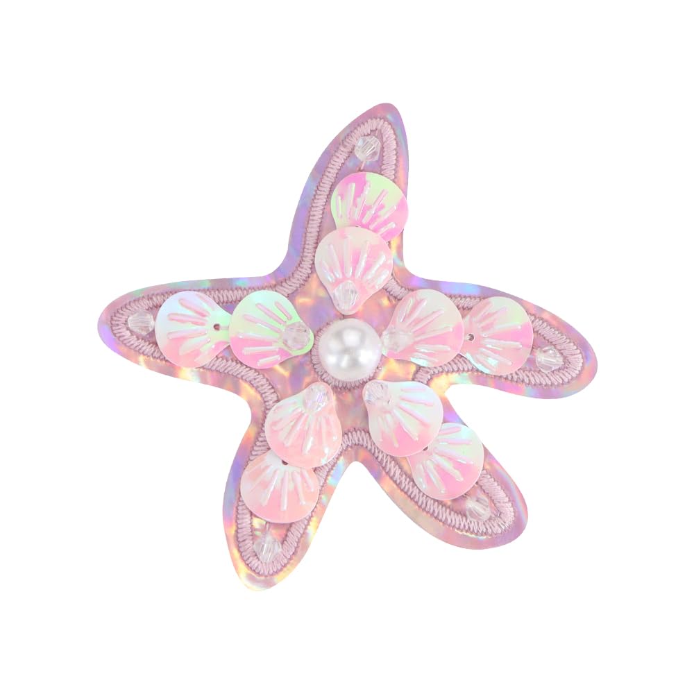 EMDOMO Sea Star Beads Starfish Bead Jellyfish Sea Shell White Blue Star Charms Small Ocean Beads Sequin DIYClothes Making Supplies 5pieces (C)
