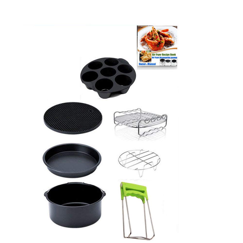 Generic Kit di Accessori per friggitrice ad Aria (Set di 5) Si Adattano a Tutti i Modelli 5.3-6-8QT e Superiori, Inclusi piroscafo, tortiera Antiaderente, Supporto in Metallo, per A