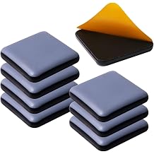 Furniture Sliders for Carpet and Hardwood Floors, Adhesive Glides, Self-Stick PTFE Teflon Pads, Square 40mm, 8 Pack, Dusty Blue
