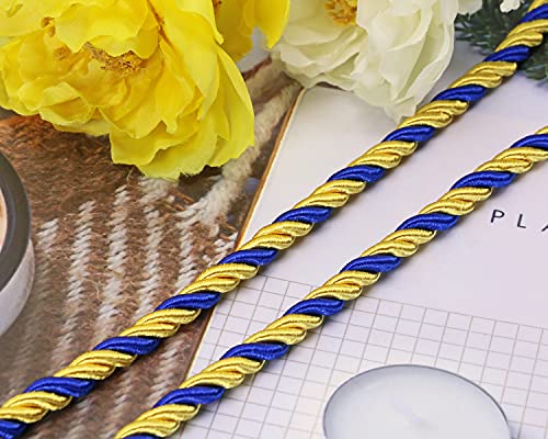 Graduation Single Honor Cord 67 Inch Gold/Blue Long Academic Honor Cord with Tassels for Graduate Student Ceremonies Souvenir Gifts Roman Rope for Halloween Costume Dress (Gold/Blue)