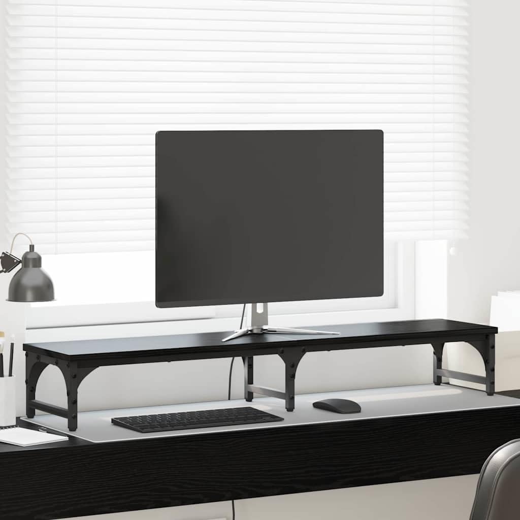 Soporte para monitor de madera, color negro