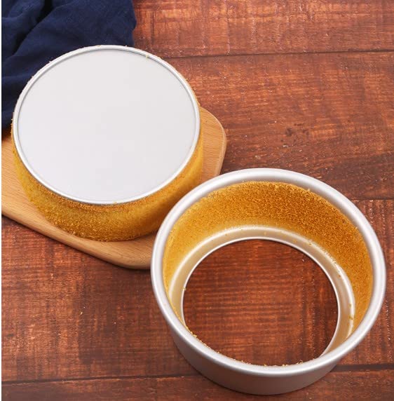 Image of Othmro Bakeware Round Cake Pan 2pcs, 8inchx3.2inch(DiaxH) with Removable Loose Bottom Nonstick & Quick Release Coating Chiffon Bakeware Aluminum alloy for Oven and Instant Pot Baking Silver