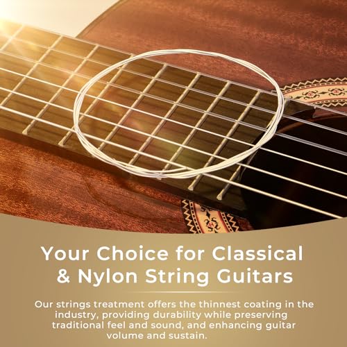 Vangoa Classical Guitar Strings, Nylon Guitar String Set for Classical Guitar, Replacement 6 Guitar Steel Nylon Strings for Classical Guitar Acoustic Guitar, 28-43 Gauge