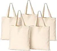 Bolsa Sacola Eco Bag de Algodão 30 x 40 cm Bege Cru Natural Ecológico e Reutilizável com Costura e Alças Reforçadas - Kit 5 Unidades