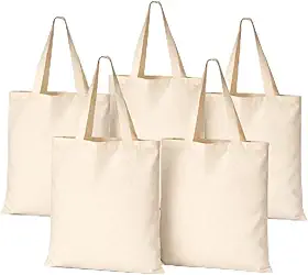 Bolsa Sacola Eco Bag de Algodão 30 x 40 cm Bege Cru Natural Ecológico e Reutilizável com Costura e Alças Reforçadas - Kit 5 Unidades