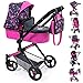 Produktbild Bayer Design 18418AA Kombi Puppenwagen Neo Vario mit Tasche, Rosa, Schwarz, 65 x 42 x 86 cm