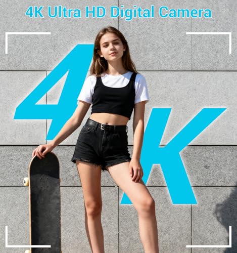 Image of Digital Camera 4K, Autofocus Digital Compact Digital Camera,16X Digital Zoom Upgraded Travel Camera with 64GB SD Card,2 Batteries,Small Camera for Teens Kids Boys Girls,Blue