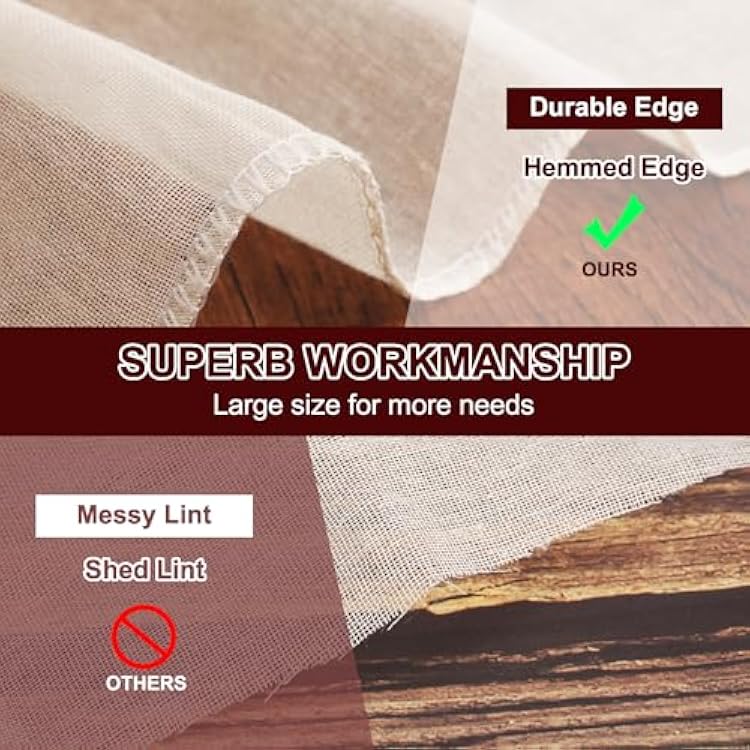 2Pcs 36x36 Inch Cheesecloth - Grade 100 Ultra-Fine Mesh and Premium Hemmed Edges, 100 Percent Unbleached Cotton Reusable Cheese Cloth for Straining, Cheese Making, Coffee, Yogurt, Butter