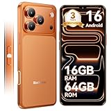 Blackview Wave 7C Sim-free & Unlocked Mobile Phones, 32MP Smart Phones,16GB+64GB Android 16 Phone, Phone Android, 6.56' Unlocked Phone, Face Unlock, WIFI 5G/GPS/IP54/3.5mm/3 Year Warranty, Orange