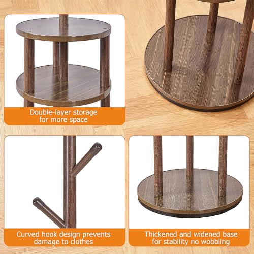 VECELO Coat Rack Freestanding, Entryway Hanger Stand, Umbrella Holder, Hall Tree With Hooks, Floor Standing Metal Tree Stand,Walnut, Medium-sized by VECELO - Image 5