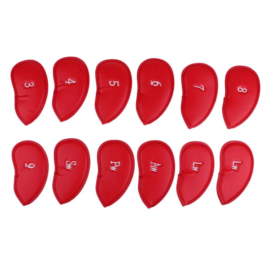 Golfschlägerhaube, wasserdicht, PU-Leder, Rot, 12-teilig