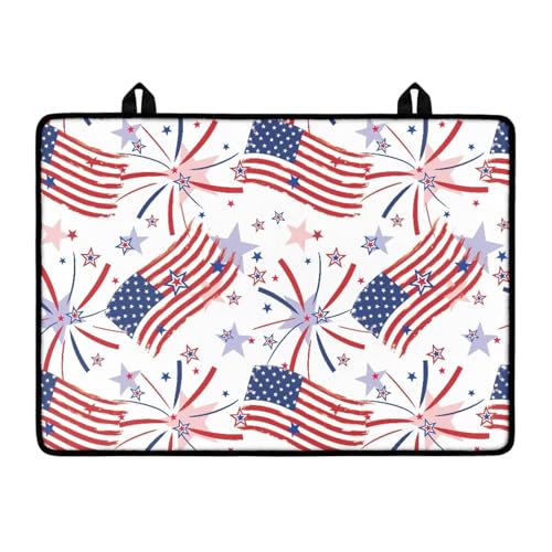 Image of Poceacles 4th of July Stove Cover for Stovetop, Induction Electric Stove Top Protector Oil Resistant Heat Resistant Washer Dryer Top Mat, 29 inch x 21 inch, American Flag Fireworks Star Pattern