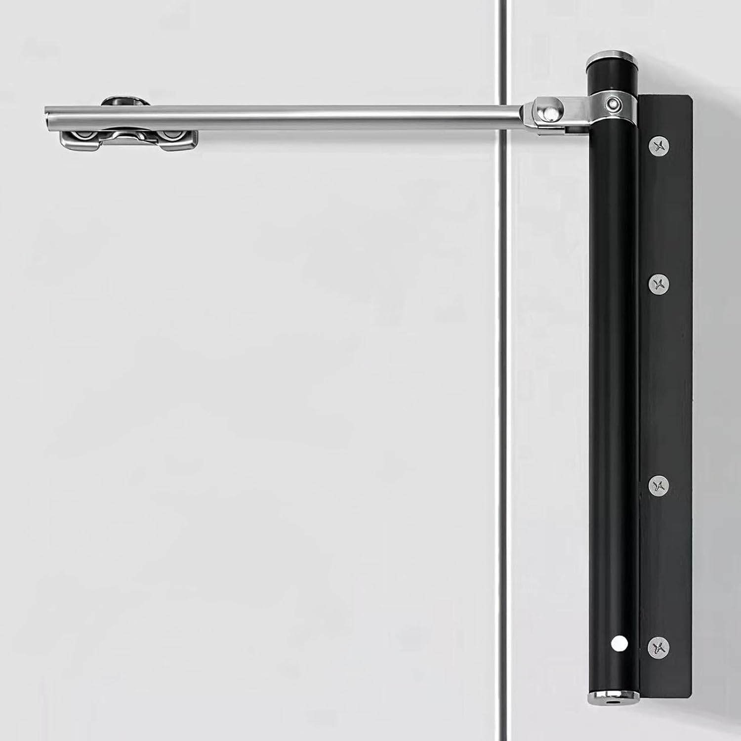Automatic Door Closer for Home Load Capacity: 110lb (30-50kg) Stainless Steel Extended-Length Safety Spring Door Closers Residential Black (Extended-Length)