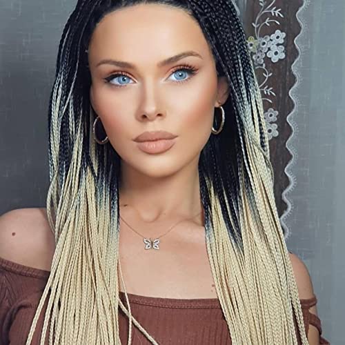 Kalisa Ombre Blonde Long Braids Lace Front Wigs Synthetic Braided