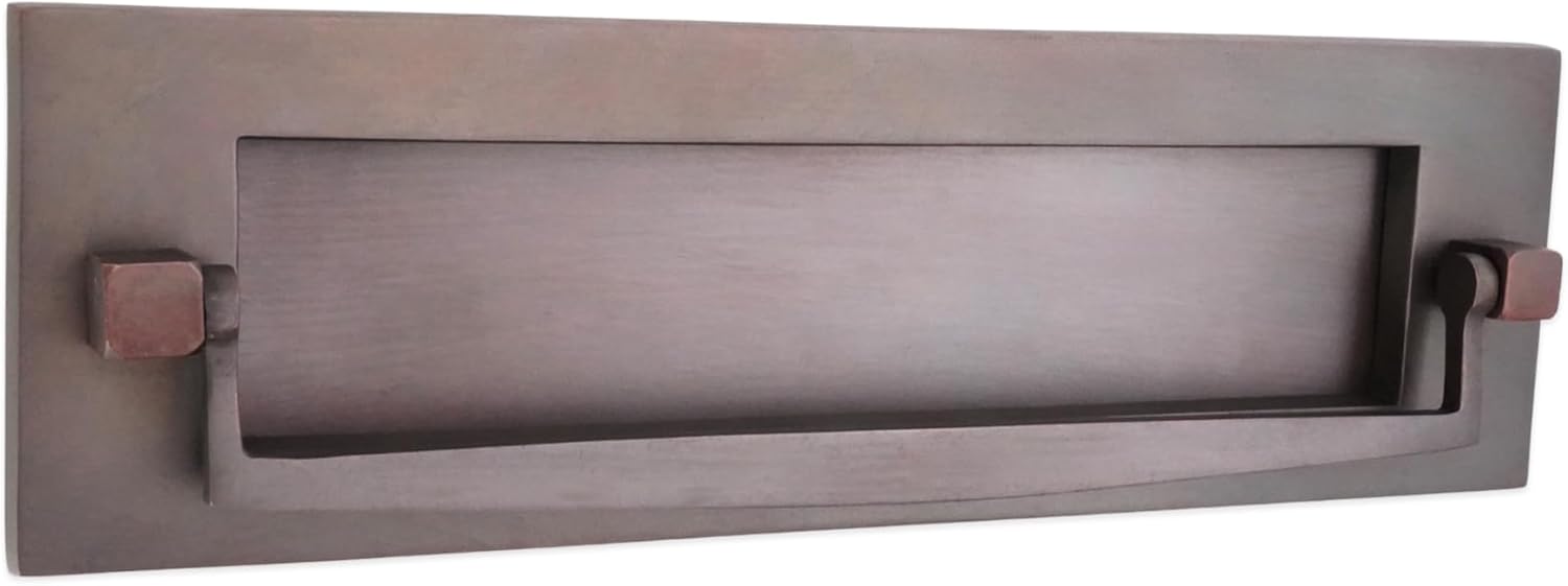 Solid Brass Victorian Heavy Sprung Traditional Letter Plate with Door Knocker 255 x 76mm - Aged Bronze