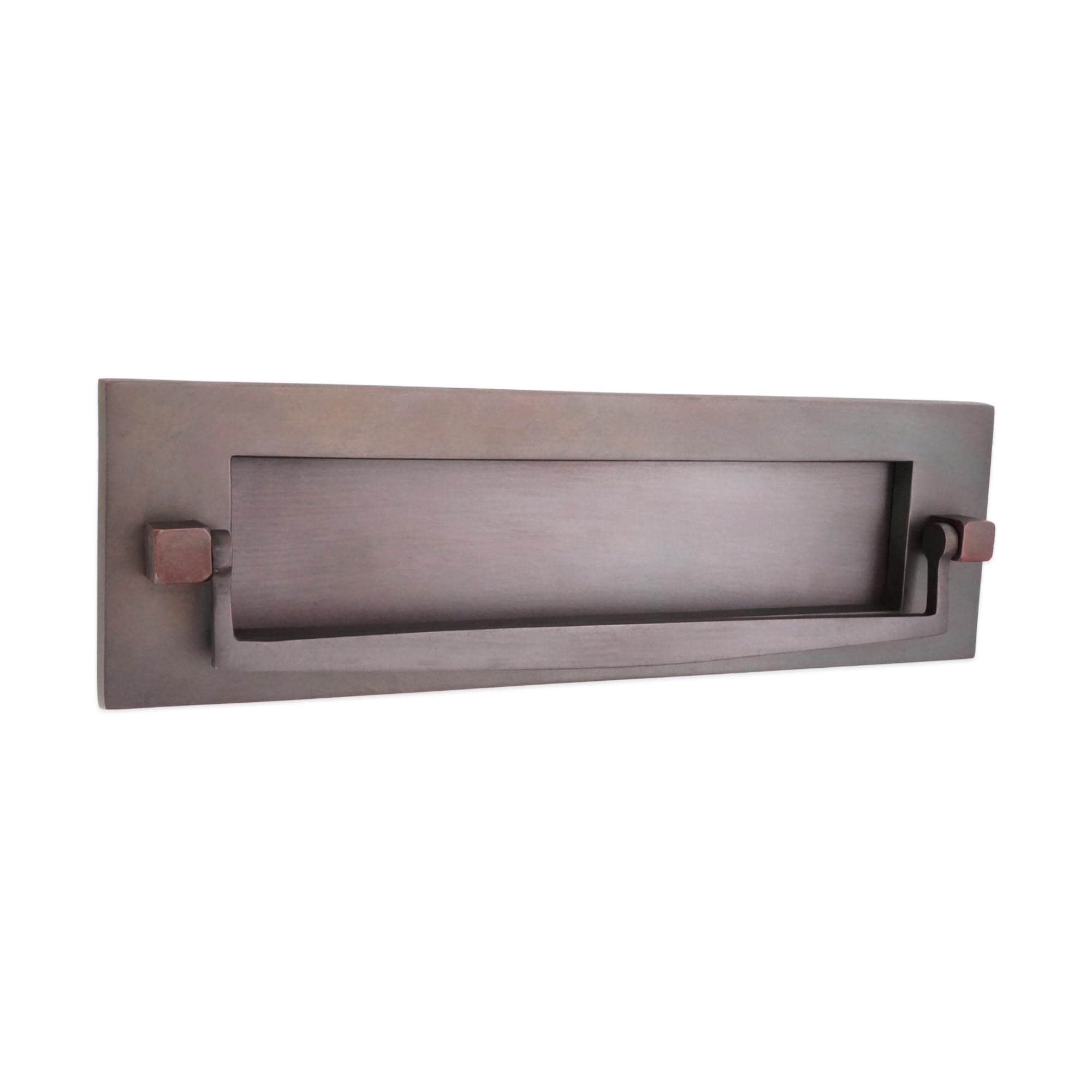 10"x 3" Victorian Heavy Sprung Solid Brass Traditional Letter Box Letter Plate with Door Knocker (Aged Bronze)