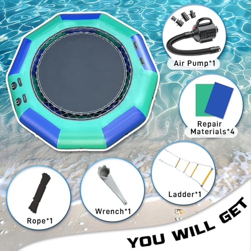 Ninghaovov Water Trampoline for Lake - Inflatable Floating Trampoline with Electric Pump & Rope Ladder Image 4