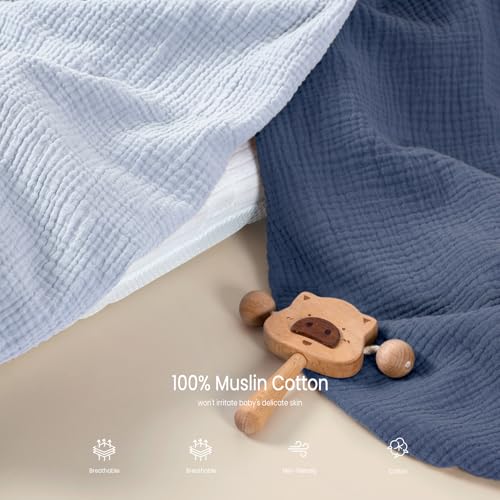 Image of lulumoon Muslin Bassinet Sheets for Baby: Skin-Friendly & Soft Bedside Sleeper Bassinet Fitted Sheets for Boys
