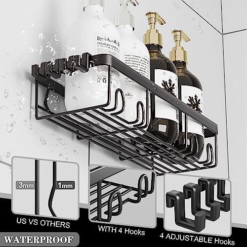 Posyla-Shower-Caddy-Bathroom-Shower-Organizers-Black-Shower-Shelves-for-Inside-Shower-with-Soap-Caddy-Toothbrush-Holder-Stainless-Steel-Wall-Rack-Baskets-Adhesives-Mounted5-PCS
