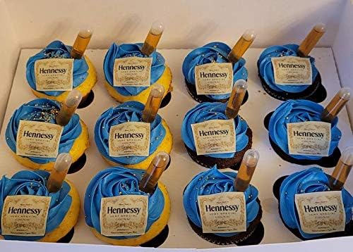 24 edible Cognac cupcake Toppers, cake decorations, Mini Cupcakes and Oreos, Mini Liquor Edible cupcake label