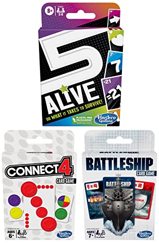 Image of Hasbro 5 Alive Card Game+Connect 4 Card Game+Battleship Card Game - (Set of 3 Toys)