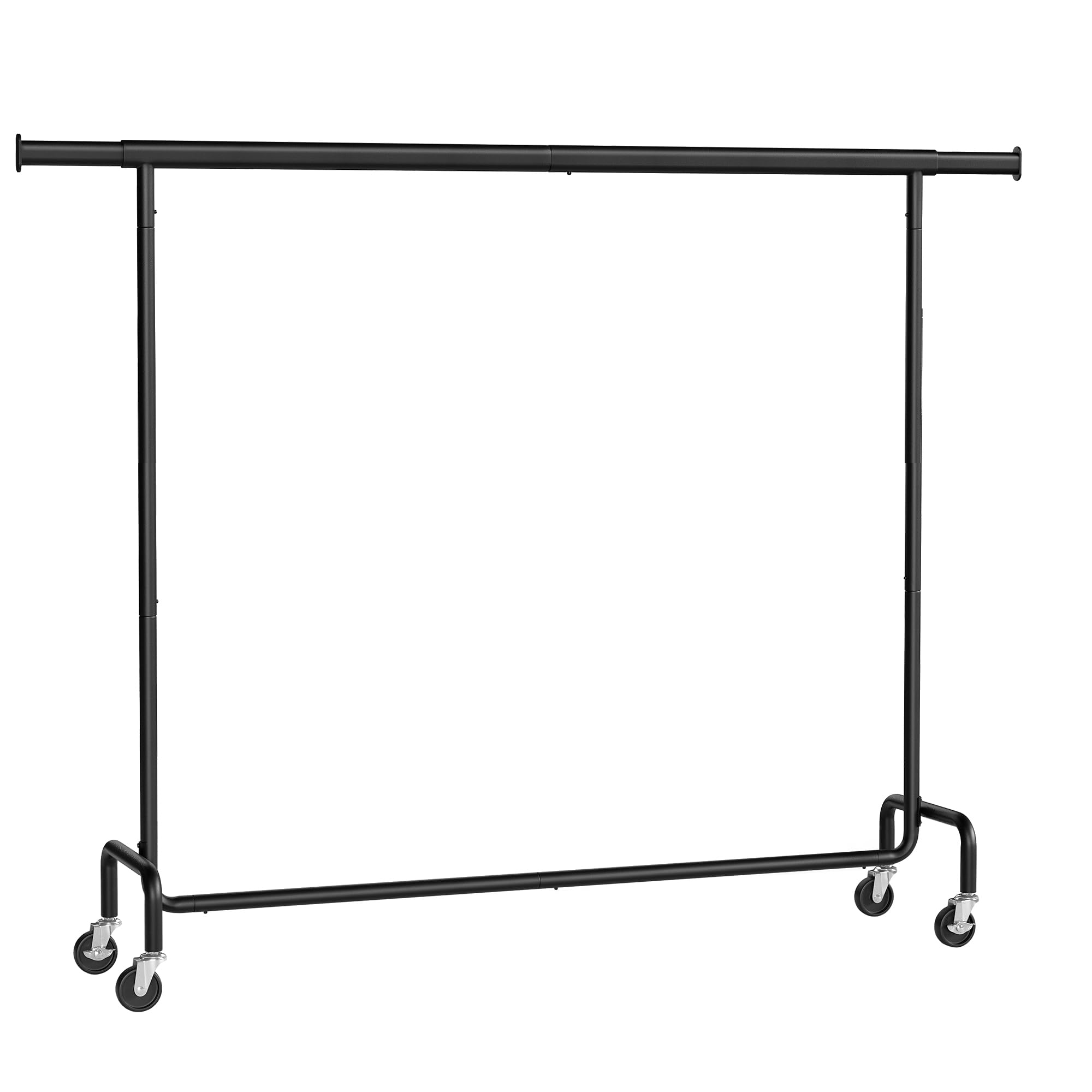 Clothes Rack on Wheels with Extendable Hanging Rail, Matte Black
