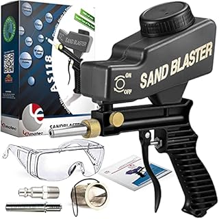 LE LEMATEC Sand Blaster Gun Kit, Rust and Paint Remover, Pool Cleaning Sandblasting Equipment. Sandblaster Kit AS118 Black