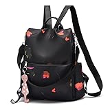 Mochila Feminina Nylon Bolsa De Ombro À Prova D'Água Anti-Roubo Bolsa Bordado Design(Y011-Motivo de flores)