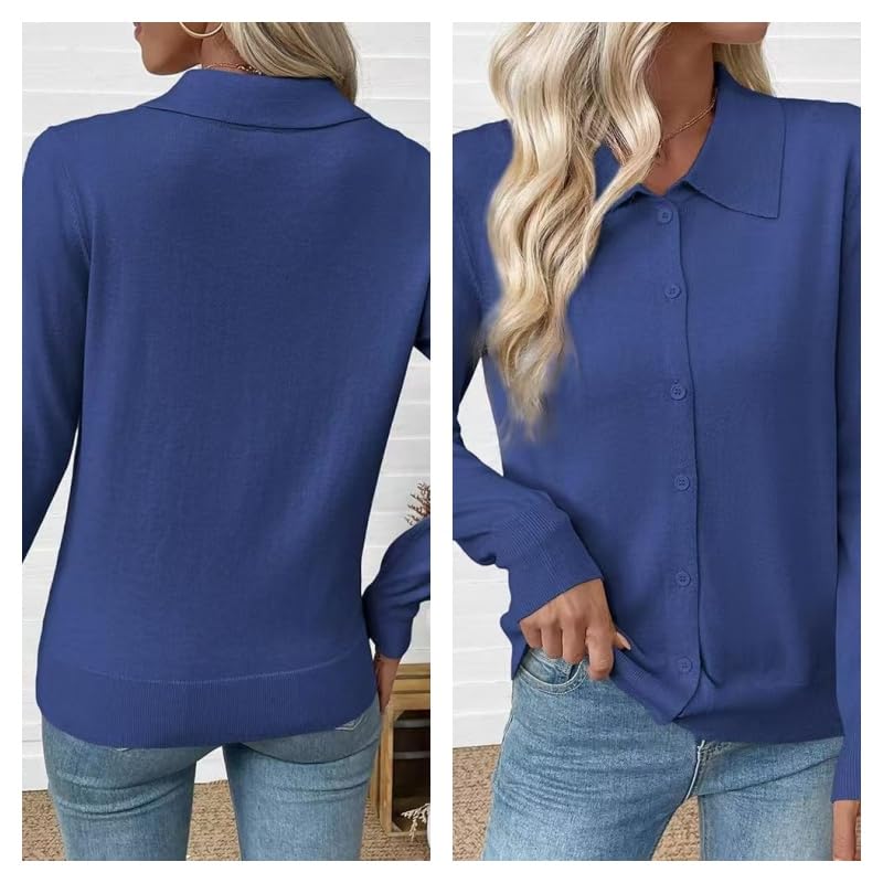 Chaqueta mujer cárdigan de punto manga larga casual marrón M 4