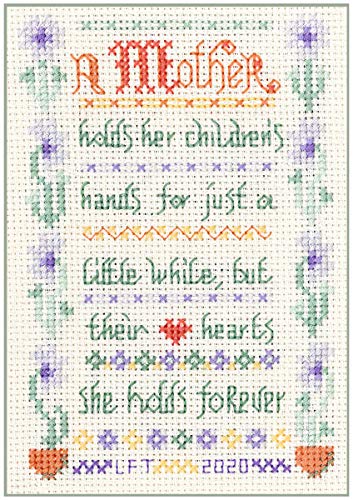 Lifetime Samplers Pastels Mini Mother's Day Sampler - Complete Cross Stitch Kit On 14 Aida With Clear Colour Chart