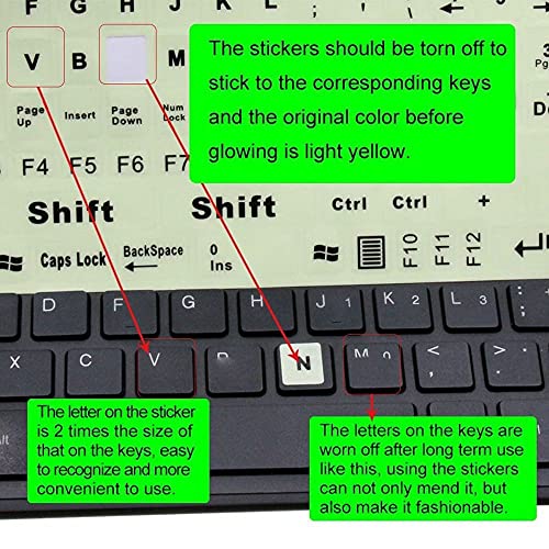 Pegatinas de Teclado en Inglés con Efecto Luz Nocturna miniatura 4