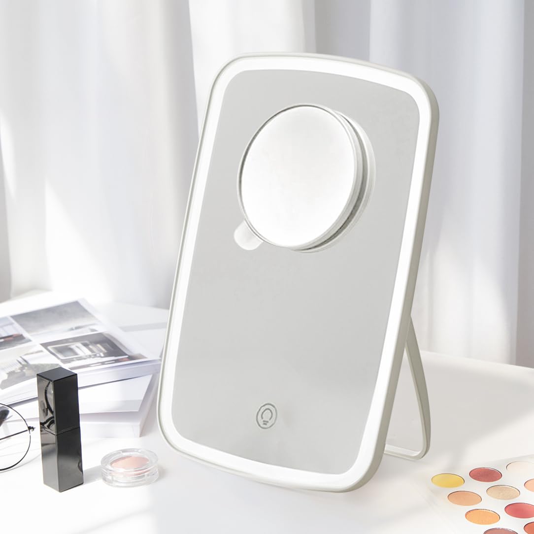 Amazon.co.jp: ENAVANT シンプルデザイン LED化粧鏡 卓上ミラー LED