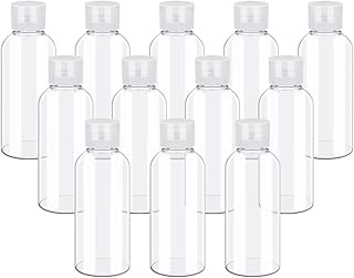 زجاجات سفر بلاستيكية شفافة مع غطاء قلاب، زجاجات بلاستيكية فارغة قابلة للضغط، حاويات صغيرة محمولة قابلة لإعادة الملء لمستحضرات التجميل واللوشن أثناء السفر من جابتشيه، 12 قطعة، سعة 100 مل