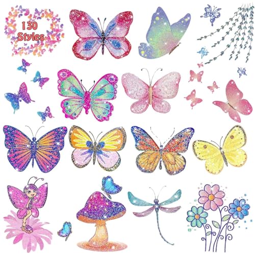 Leesgel Tatouage Enfant Fille, 12 Feuilles de Tatouage Pailletés Papillon Tatouage Éphémère pour Cadeau et Jouet Fille, Stickers Papillon Petit Cadeau...