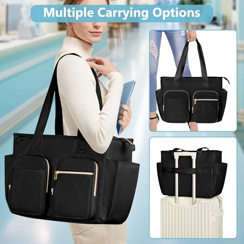 Prokva Krankenschwestern Tragetasche Kliniktasche Leer, Große Krankenschwester Arbeittasche Passend für 15,6\Laptop, für Krankenpflegeschüler, Medizinische Assistenten Häusliche Pflege Reisen, Schwarz