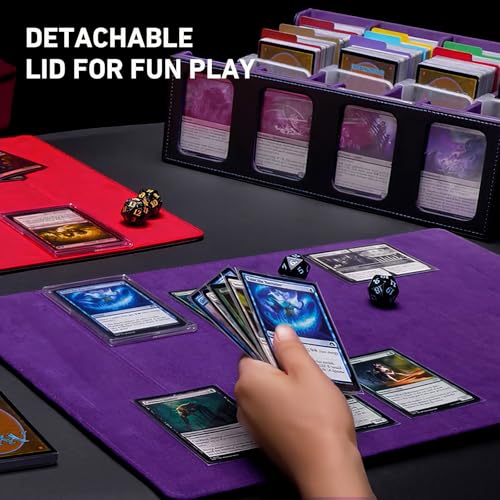 Image of 4-Row Trading Card Storage Box, Bulk Cards Case for 3200+ Mtg tcg Magic Playing Game Card Organizer, Commander Deck Box with 4 Supports & 24 Dividers & Strap