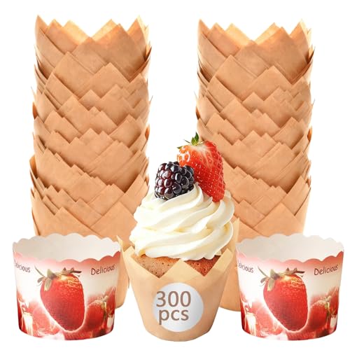 Catálogo para Comprar On-line Capacillos Walmart Top 10. 45 JMHRJKL 300 Piezas Taza de papel para hornear tulipán, Papel de Tulipán, moldes para cupcakes de tulipán estándar, Se incluyen dos moldes,Adecuados para doméstico, Bodas,...