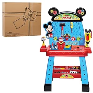 Disney Junior Mickey Mouse Funhouse Workbench, 43-piece Kids Construction Tool Set, Officially Licensed Kids Toys for Ages 3 Up, Amazon Exclusive